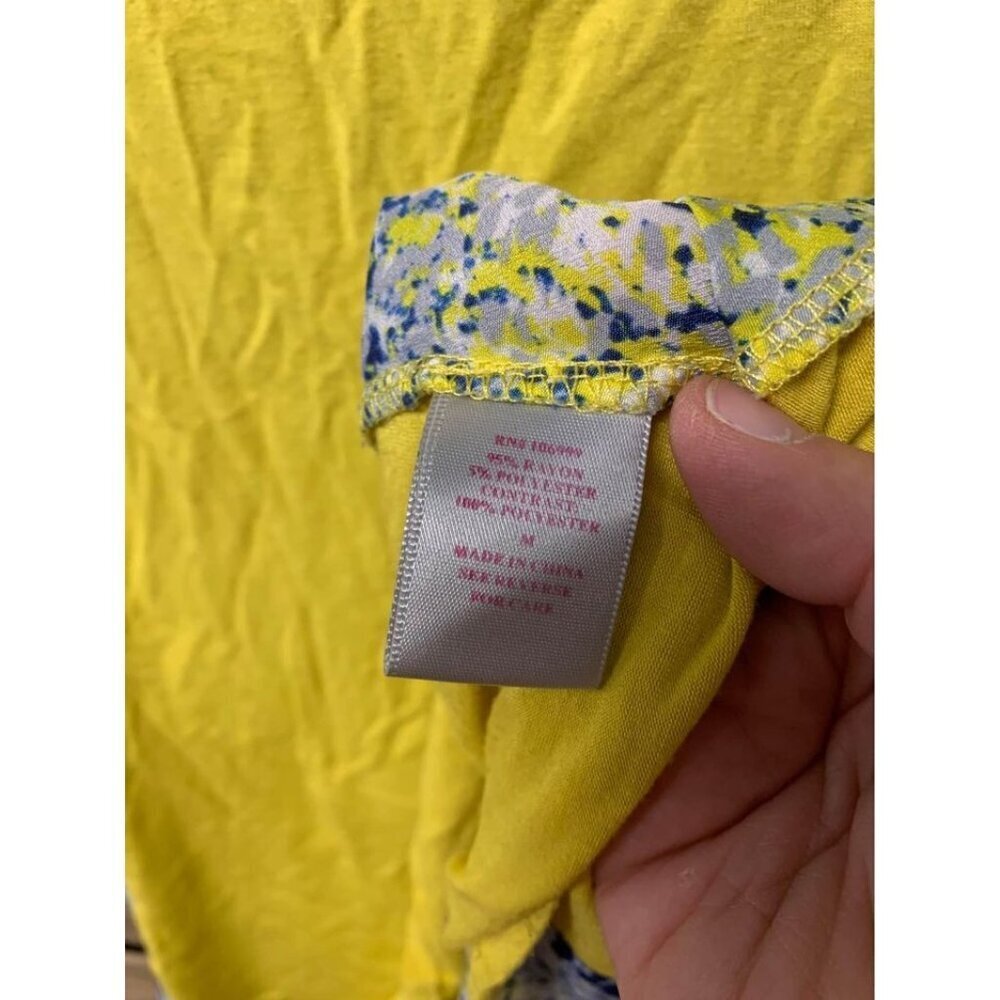 Harper And Gray Blouse Yellow Sleeveless Tank Top Floral Boho Size Medium - Picture 4 of 6